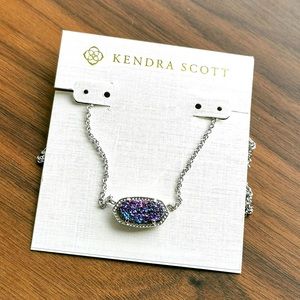 Elisa multicolor drusy silver necklace